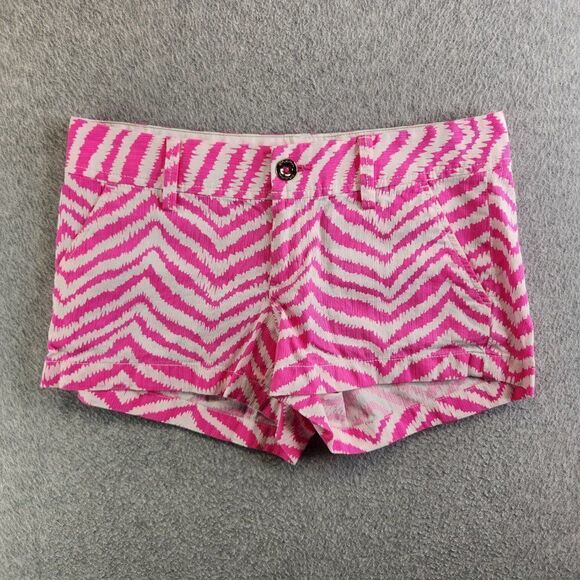 Lilly Pulitzer Shorts Womens 2 Pink Zebra Chevron Striped Walsh Resort Cruise - Picture 15 of 15